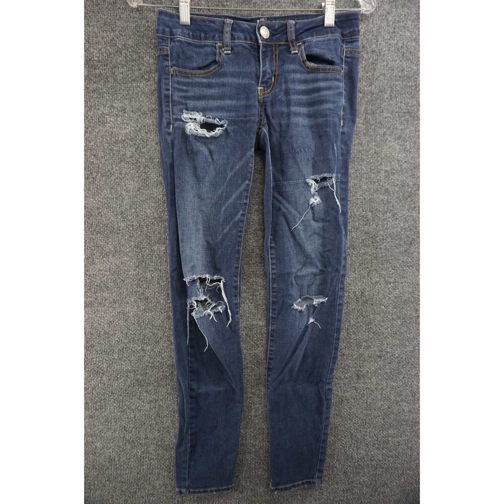 American Eagle AEO Jegging Jeans Womens Size 0 Distressed Super Stretch Denim